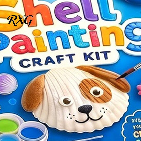 Children Shell Painting Kit 1/2 Sets DIY Craft Kit, with Natural Shells, Modeling Clay, Pigments, Art Glue, Eyes, Handmade Seashell Crafts Supplies
