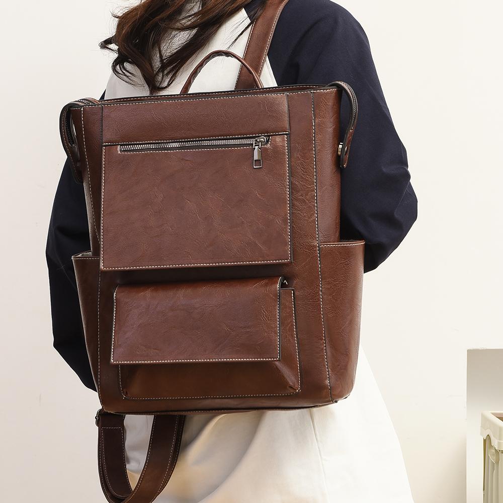 Damen Rucksack aus weichem Leder mit großem Fassungsvermögen, Business-Reisetasche