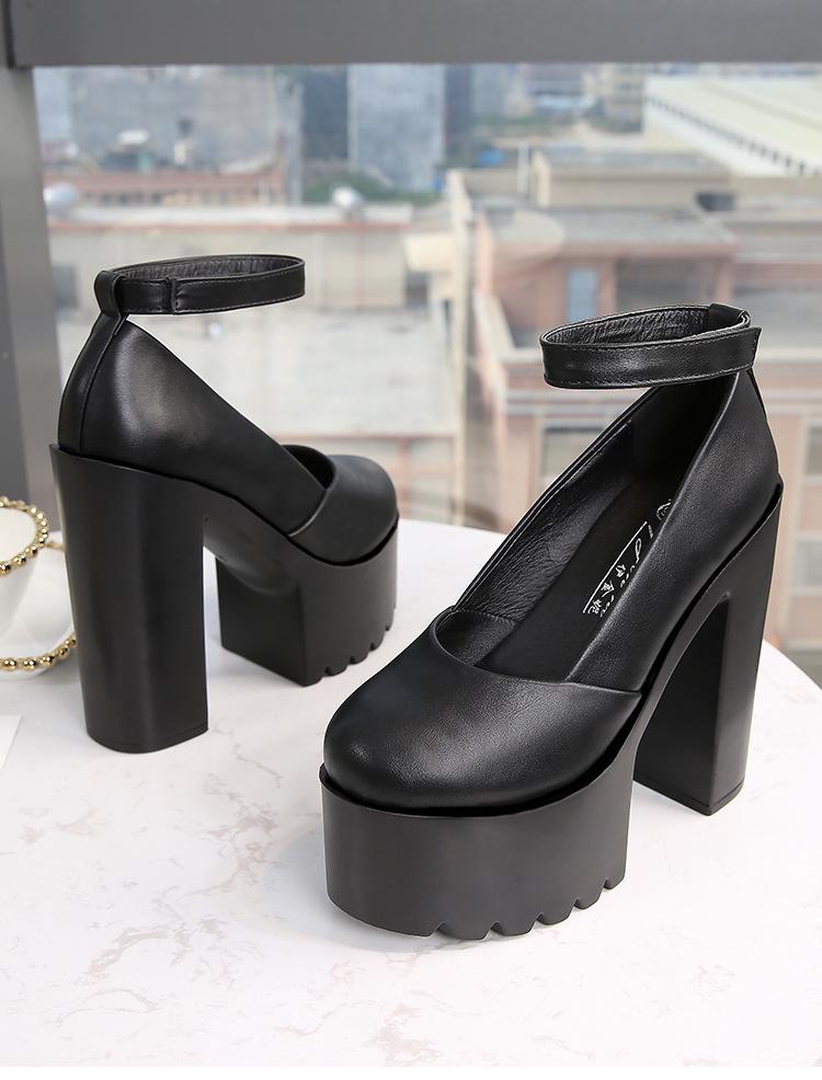 Women Slingback Pumps 15CM High Heel Waterproof Platform Peep Toe Shoes Chunky Block Heel Sandals