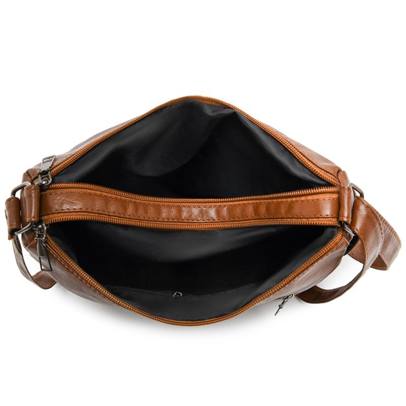 Dámská kabelka středního věku z měkké kůže, velkokapacitní vícevrstvá crossbody taška