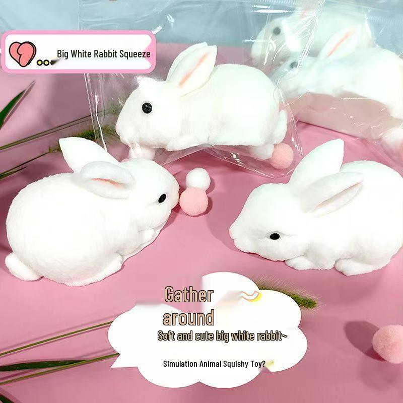 Big White Rabbit Soft Squeeze Toy - Stress Relief for Kids & Students