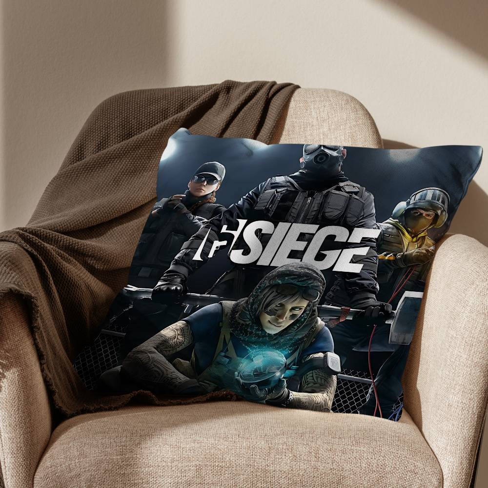 Solid Snake Game Rainbow Six Pillow Case Square DoubleSided Printing Short Plush Sofa Cushion Cover Bedroom Bedside Pillow
