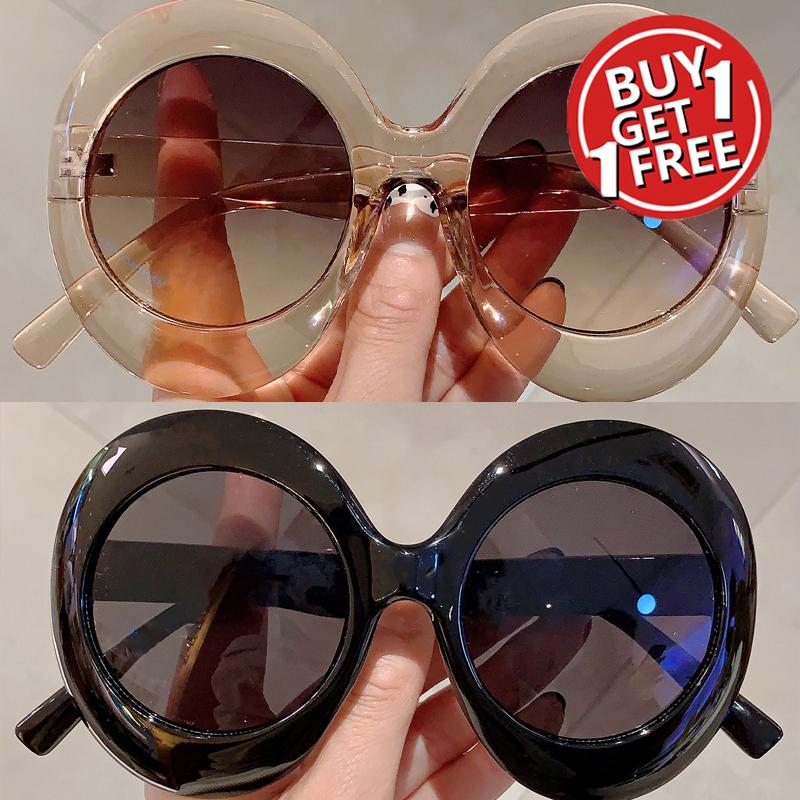 2 Pairs Oversized Round Sunglasses Women Gradient Multi Color Vintage Shades Casual Outdoor Vacation Sun Glasses
