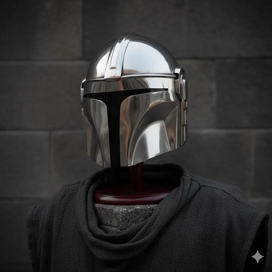 

Handcrafted 18 Gauge Steel Mandalorian Helmet, Star Wars Cosplay Armor