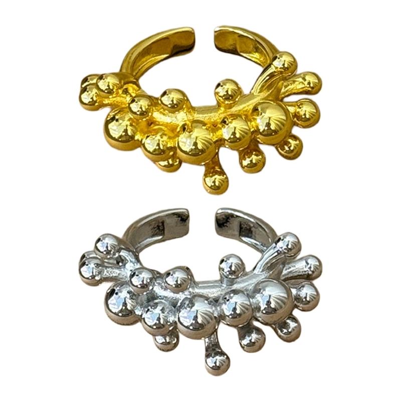 Handgjord Metallpärlring Med Flexibel Storlek Modern Modeaccessoar Justerbar Öppning Fingeraccessoarer