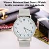 Quartz Movement Stainless Steel Strap Analog Round   Watch Wristwatch (Silver)