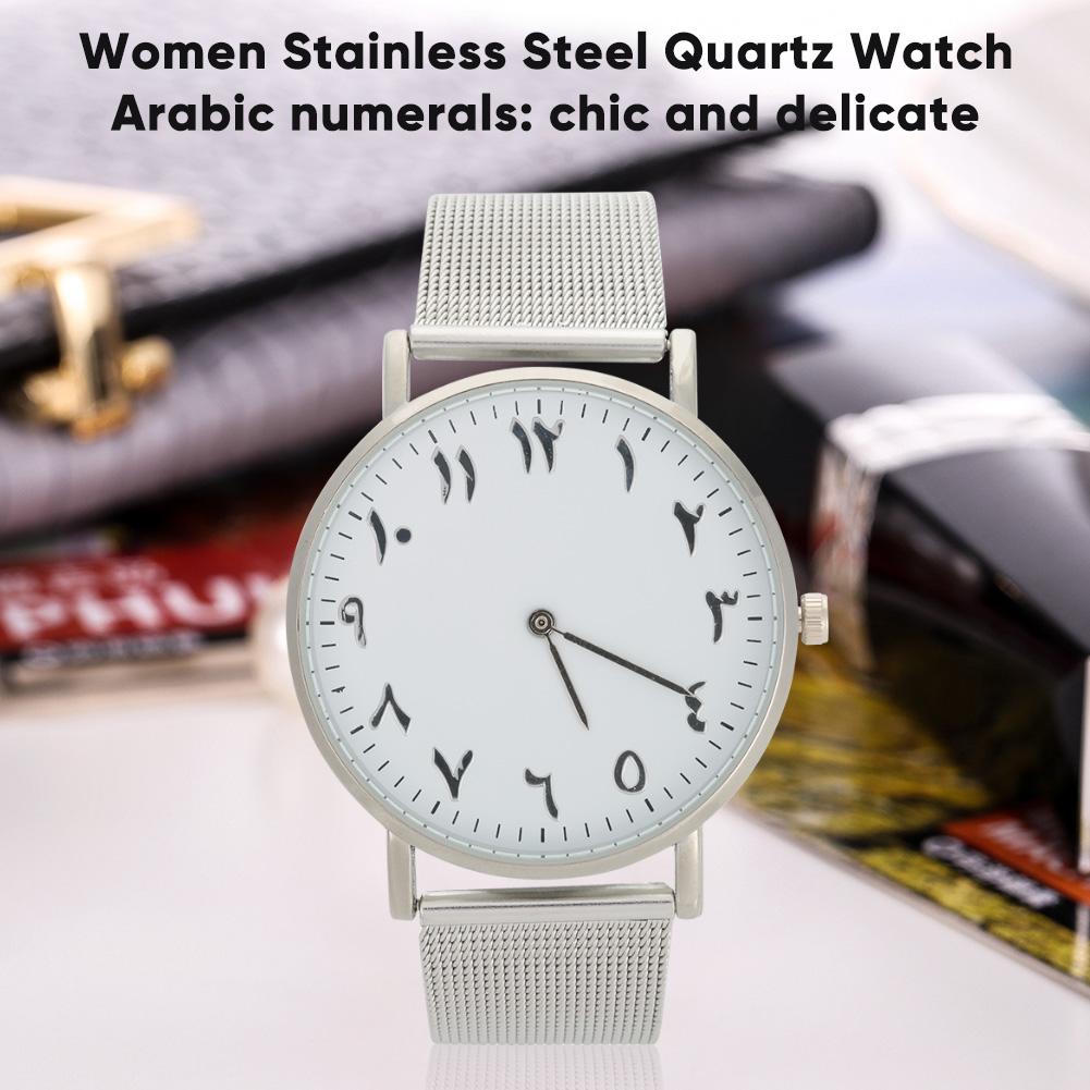 Quartz Movement Stainless Steel Strap Analog Round   Watch Wristwatch (Silver)