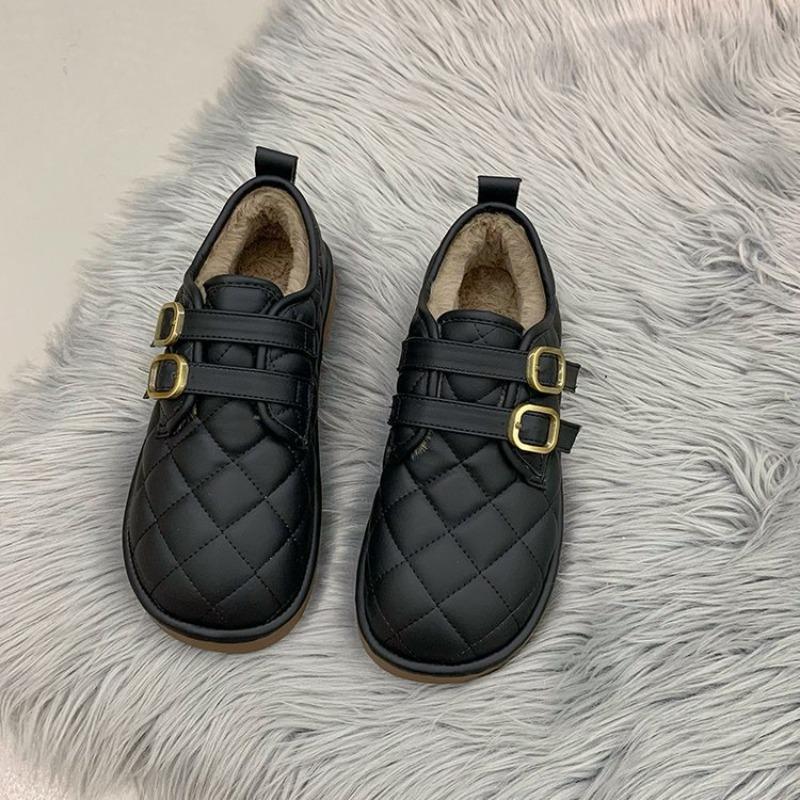 Fleece warm women's shoes new winter flat-soled soft-soled bread shoes Doudou shoes snow cotton shoes