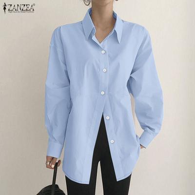 Women Casual Turn Down Collar Loose Long Sleeve Classic Blouse