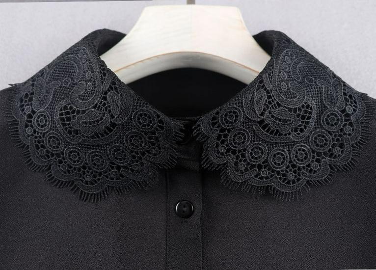 Women's Summer Korean Style Embroidered Chiffon Detachable Collar - Anti-wrinkle, Versatile Decorative Collar