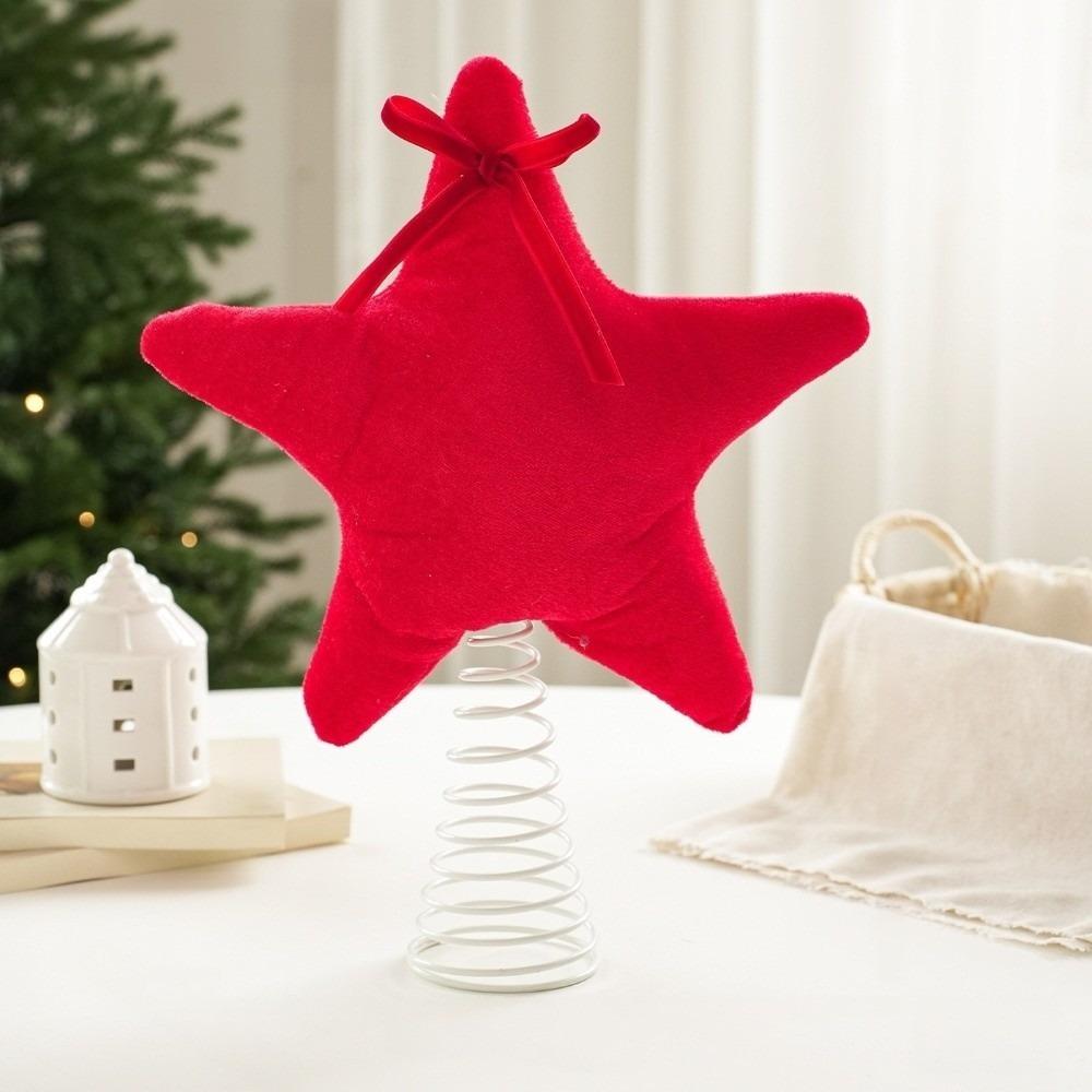 Cloth Christmas Tree Topper Star Five Pointed Xmas Top Star Ornament Holiday Gift