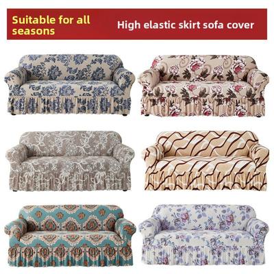 Stretch Sofa Cover Full Elastic Slipcover Nordic Style Anti-Slip Skirt Sofa Protector