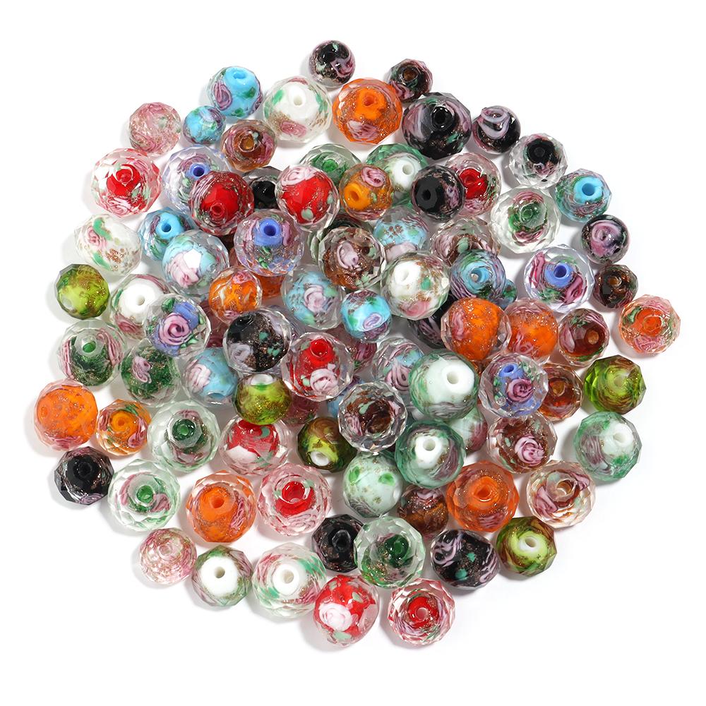 10 Stück 8 10 12mm Lampwork Abakusperlen Bunte geschliffene Kristallglasperlen Für DIY Bastelarmbänder Ohrringe Schmuckzubehör