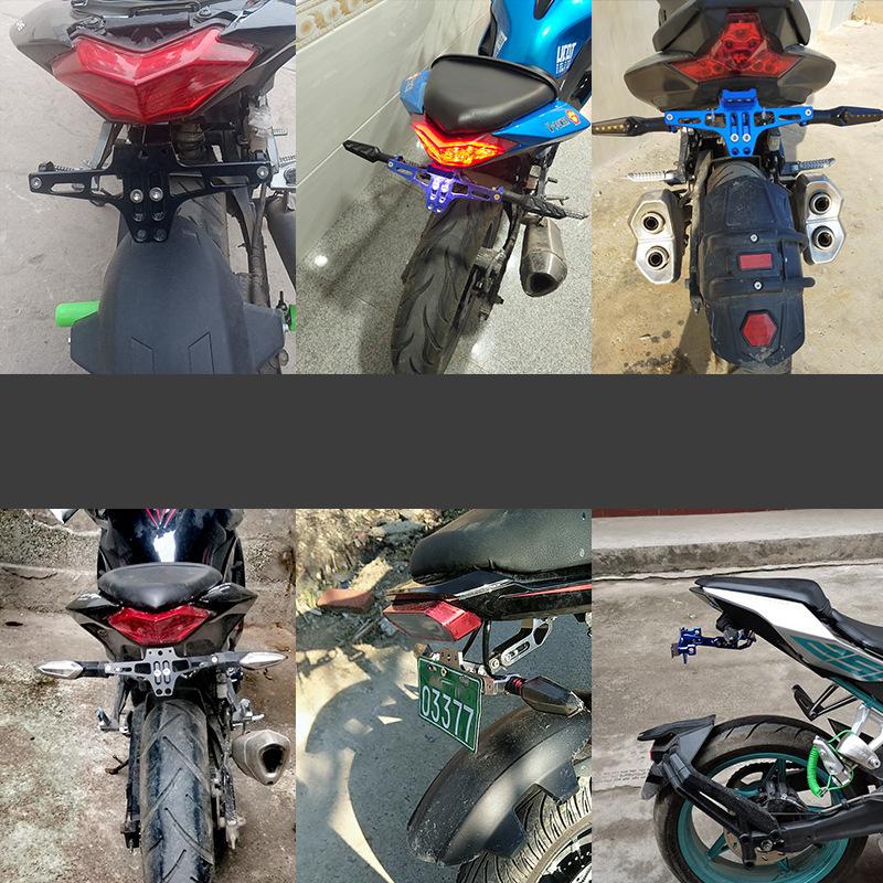 Turn Signal Light Bracket Motorcycle Accessories with LED Light Motorcycle License Number Plate Holder Frame CNC Aluminum