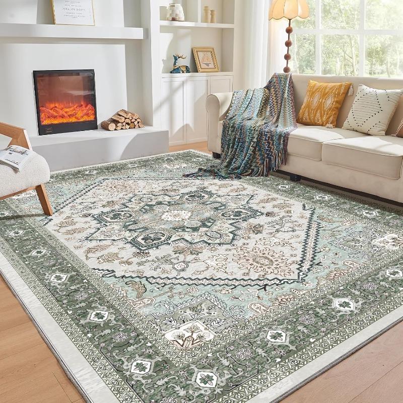 Luxurious Elegant Classical Style Rug Non-Slip Living Room Carpet Sofa Mat Bedroom Floor Covering Traditional Home Decor Mat