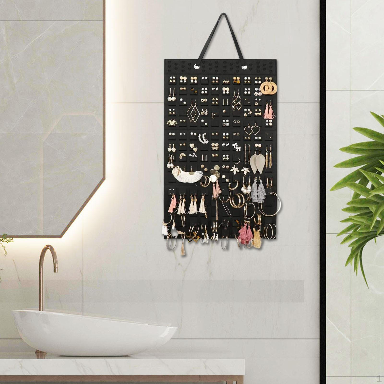 Chic Jewelry Display: Hanging Organizer for Ladies Black
