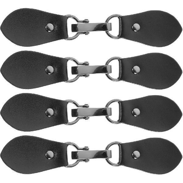Healifty 4pcs Leather Tab Closure Clip Holder Buckle Clasp Pin for Poncho Cape Cardigan Wrap Shawl Accessories Black