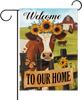 Farm Cow Welcome To Our Home Decorative Garden Ag, Vintage Farmhouse Animals Country Barn Small Yard Outside Decorations,