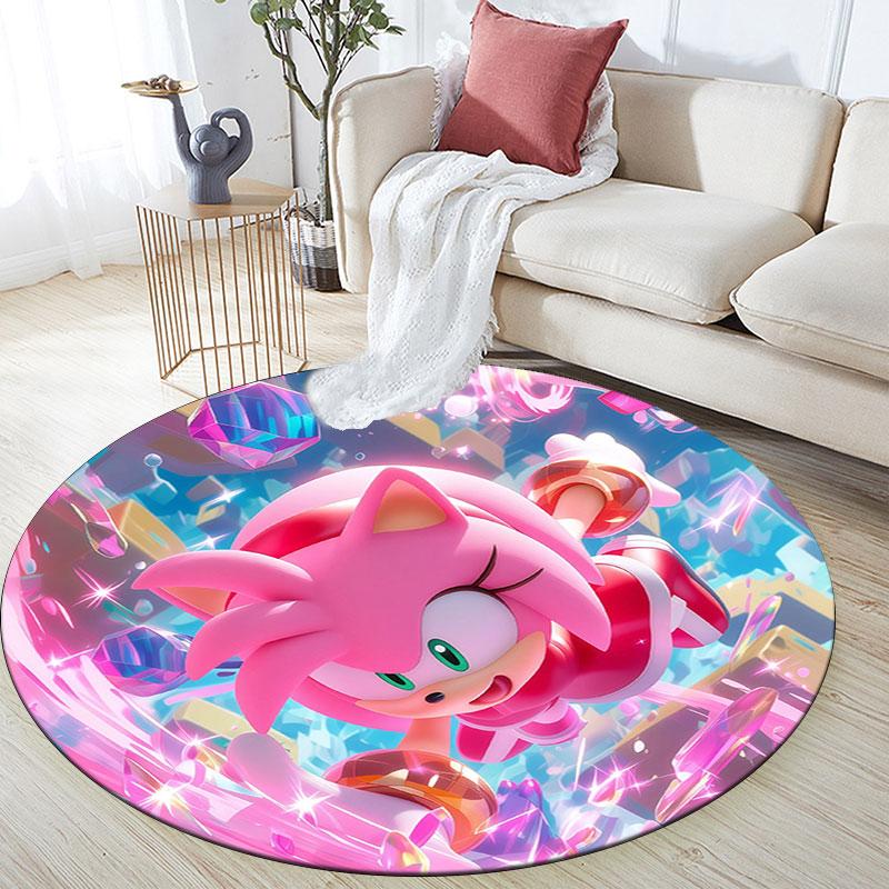 Sonic the Hedgehog,Round Area Rug,Carpet Rug for Living Room Bedroom Sofa Playroom Decor,Non-slip Floor Mat