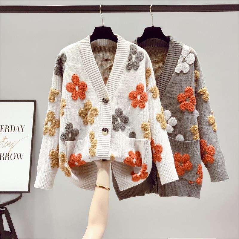 Sweet Sweater Jacket Women's Fall and Winter Women's Small Fresh Lazy Wind Knitted Cardigan Tide Comfortable Versatile and Fashionable