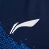 Li Ning Badminton Series Striped V-Neck Soft Comfortable Breathable Versatile Short Sleeve T-Shirt Unisex Tops Sailor-Blue AAYV167-4