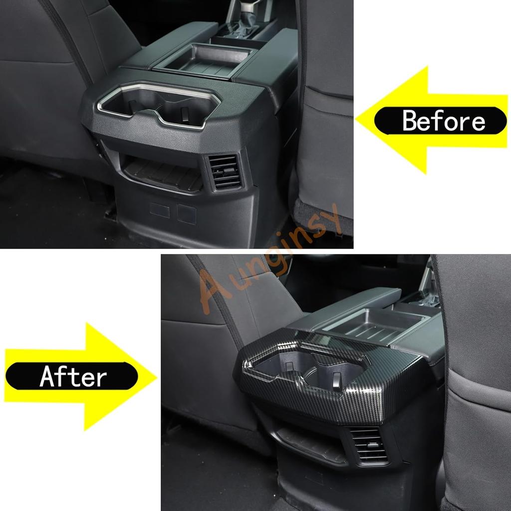 Aunginsy Car Rear Seat Central Armrest Cup Holder Cup Trim Frame Cover Compatible with Toyota Tundra/Sequoia 2022-2025 Car Back Center Console Water