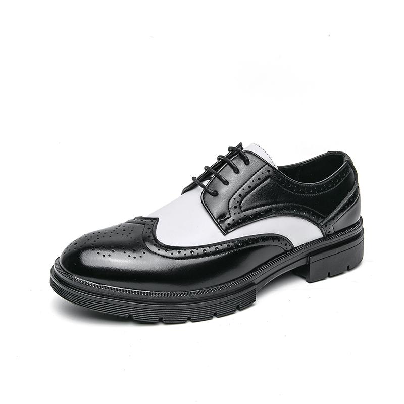 Fashion Men Fashion Wedding Party Shoes Flats Men's Business Shoes Brogue Color Matching Walking Footwear Oxford Dress Leather Shoes