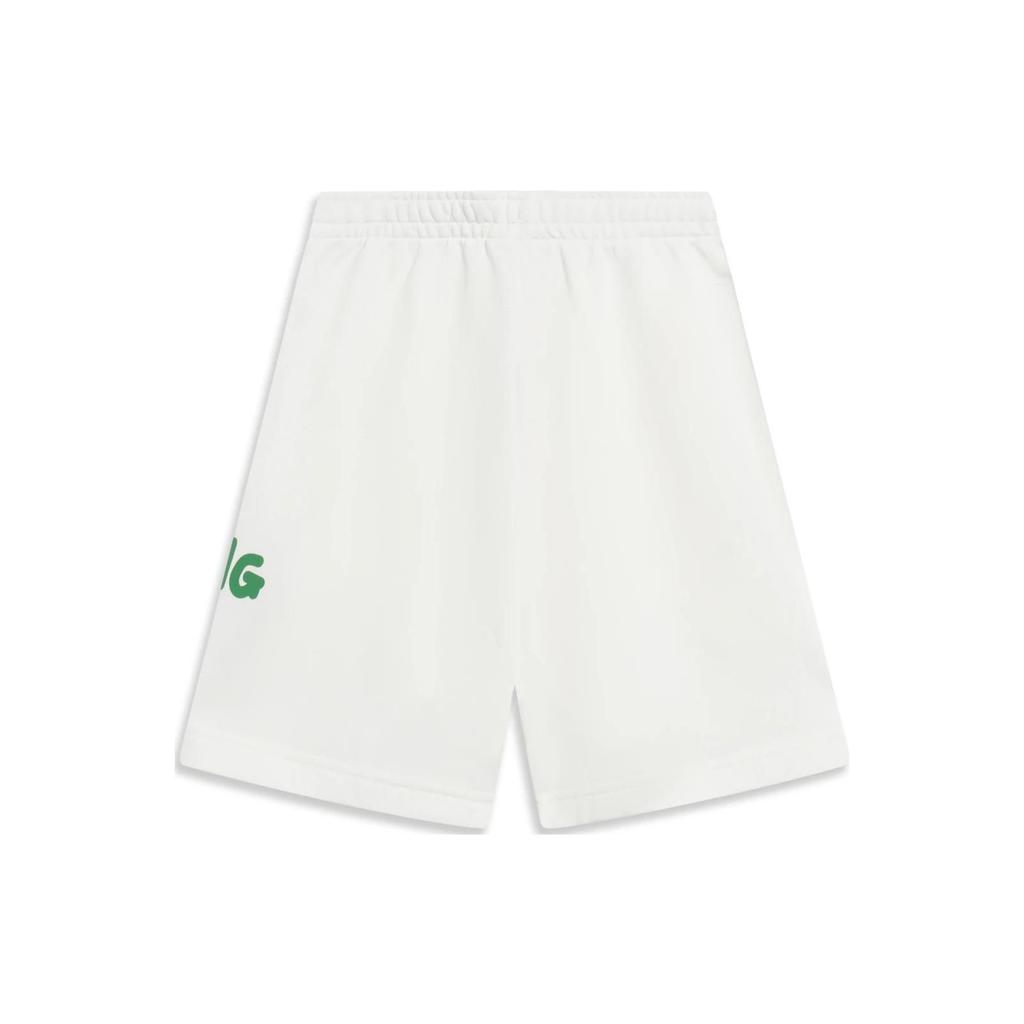 Lining Sports Life Cartoon Letter Print Straight Shorts Women Bottoms White AKST664-1