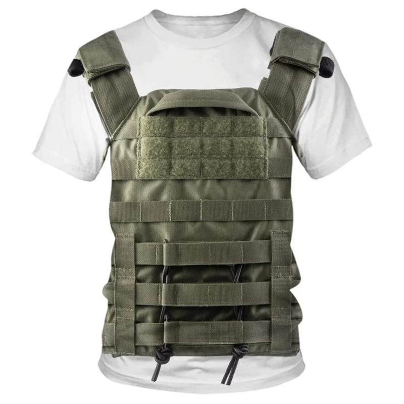 Transmission of love Zomer Nieuwe Mode Heren Kogelwerend Vest Bedrukt 3D T-shirt Casual Korte Mouw O-hals T-shirts Grappige Persoonlijkheid Heren Oversized Top XS