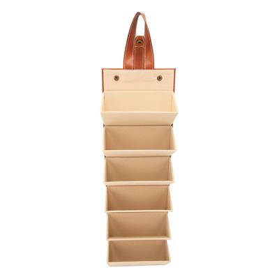 Travel Sunglasses Organizer Case Brown 6 Slot Hanging Foldable PU Leather Eyeglasses Storage Box