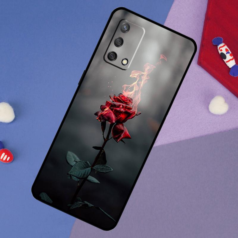 Rose Flower Floral Case For Oppo A17 A60 A40 A80 A16 A76 A96 A98 A58 A78 A18 A38 A57 A74 A54 A94 A15 A5 A6 Pro