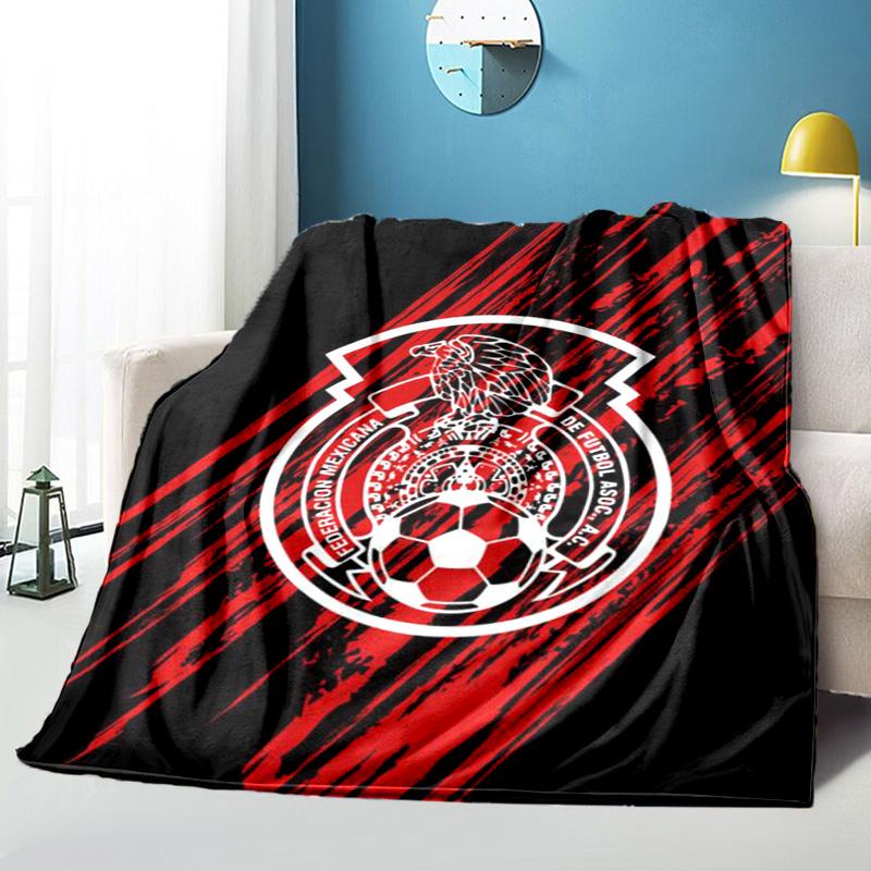 Mexico Football Team Emblem Printed Throws Blanket Soft Flannel Blankets for Couch Bed Gifts for Men Women Picnic Blanket Christmas Gifts