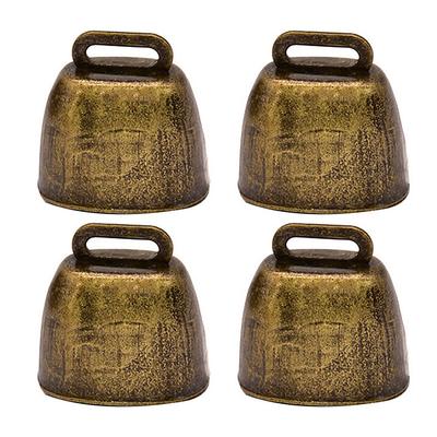 4 Stück Metall-Kuhglocke Schafglocke Ornament Kuhglocke Eisen Kuhglocke Schaf Messing Weide Diebstahlschutz Hängende Dekoration Landwirtschaftliche Zubehörteile