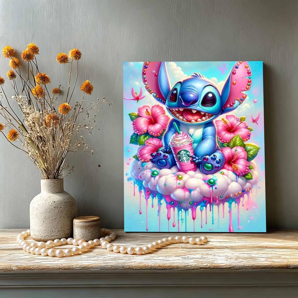 Disney Hawaiian Style Stitch Pearl Painting Lilo & Stitch Zhu Jinhua Frappuccino Theme Frameless Art Atmosphere Decorative Painting