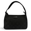 Great Handbag Leather Logo Patch Zip Pouch Black GG Canvas Women 106644 Used