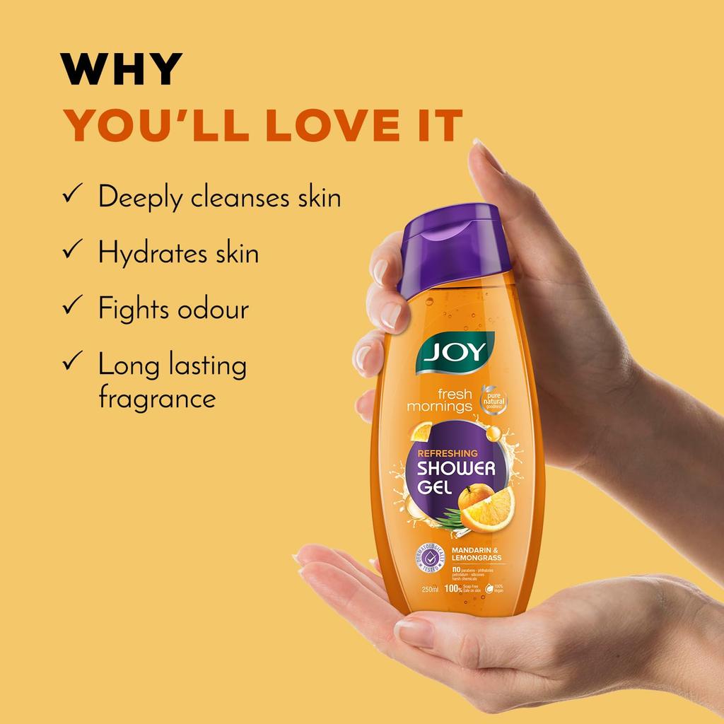 JOY Mandarine & Zitronengras Duschgel 250ml Veganes Duschgel Feuchtigkeitsspendender Hautreiniger