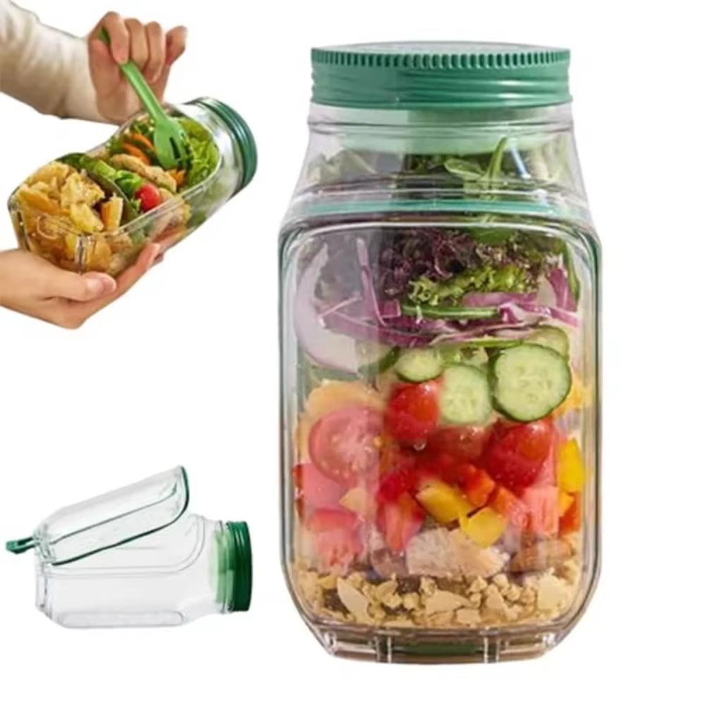 Transparenter auslaufsicherer Salatbehälter Tragbarer Mason Jar Salatbehälter für Picknick Büro