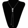 Women's Long Tassel Pendant Choker Retro Fishbone Adjustable Thin Link Necklace for Cocktail Party Jewelry