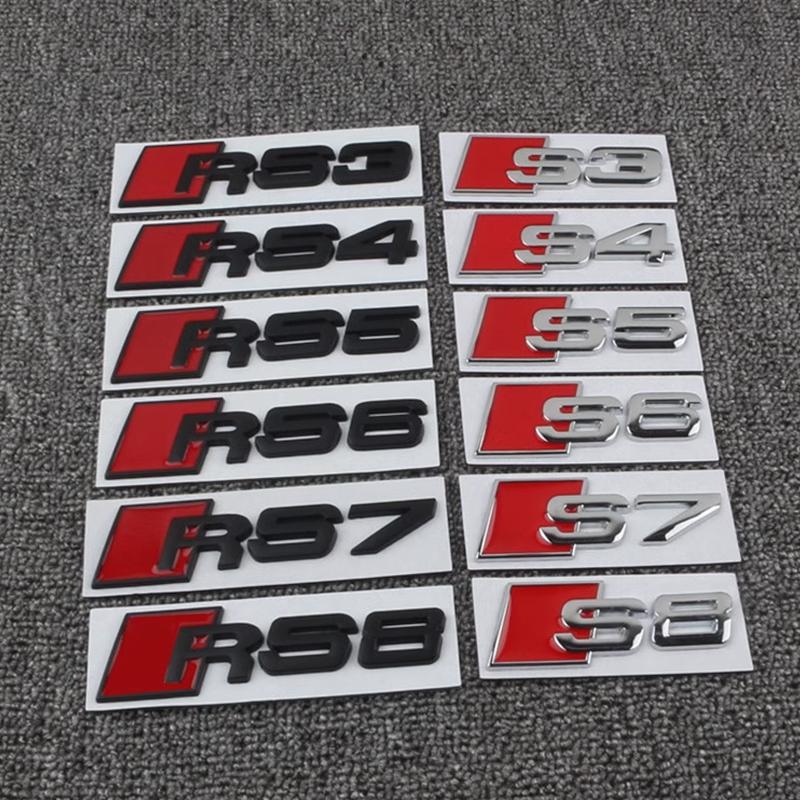 ABS Car Trunk Emblem Sticker for S Sline RS6 RS8 S3 S4 S5 S6 S8 RS3 RS4 RS5 Logo SQ3 SQ7 A3 A5 A8 Rear Tail Badge Accessories