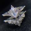 Exquisite Retro Court Romantic High-End Open Ring, Zircon Inlaid Princess Style Set, Two Combination Girlfriend Rings