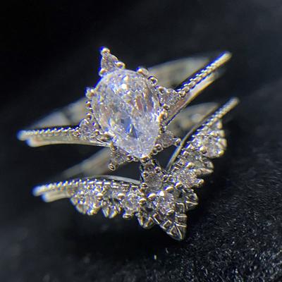 Exquisiter Retro Hof Romantischer High-End Offener Ring, Zirkon Eingelegtes Prinzessinnenstil Set, Zwei Kombinations Freundinnenringe