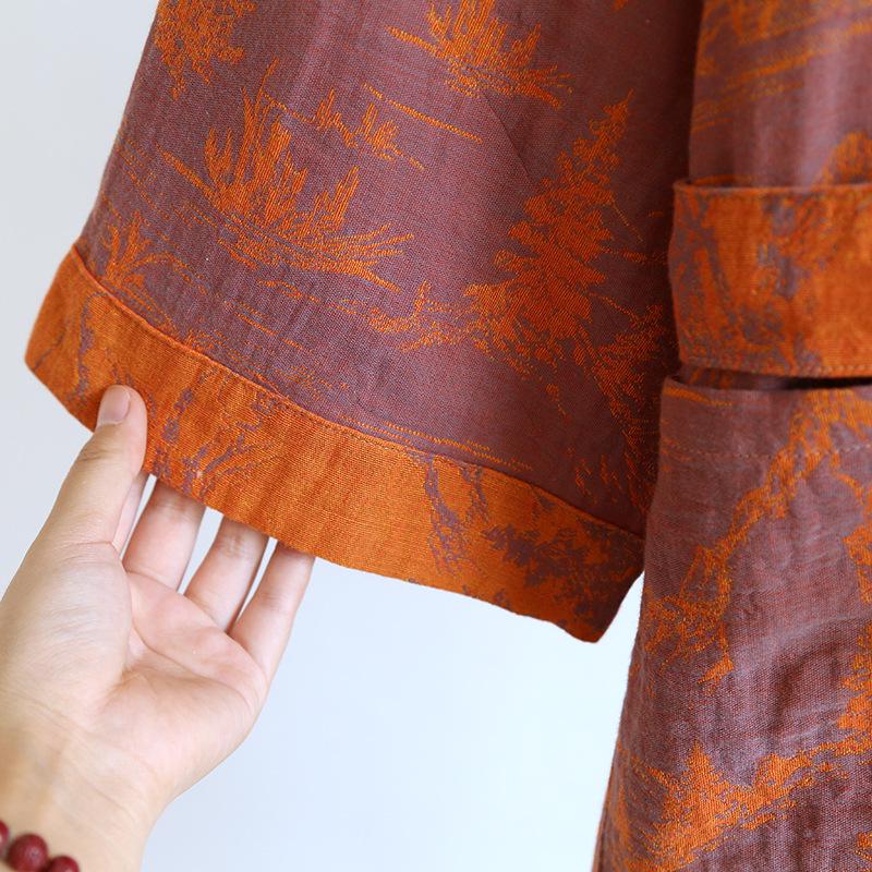 Men's Cotton Jacquard Long Sleeve Robe with Belt - Comfortable Couple Style Bathrobe.