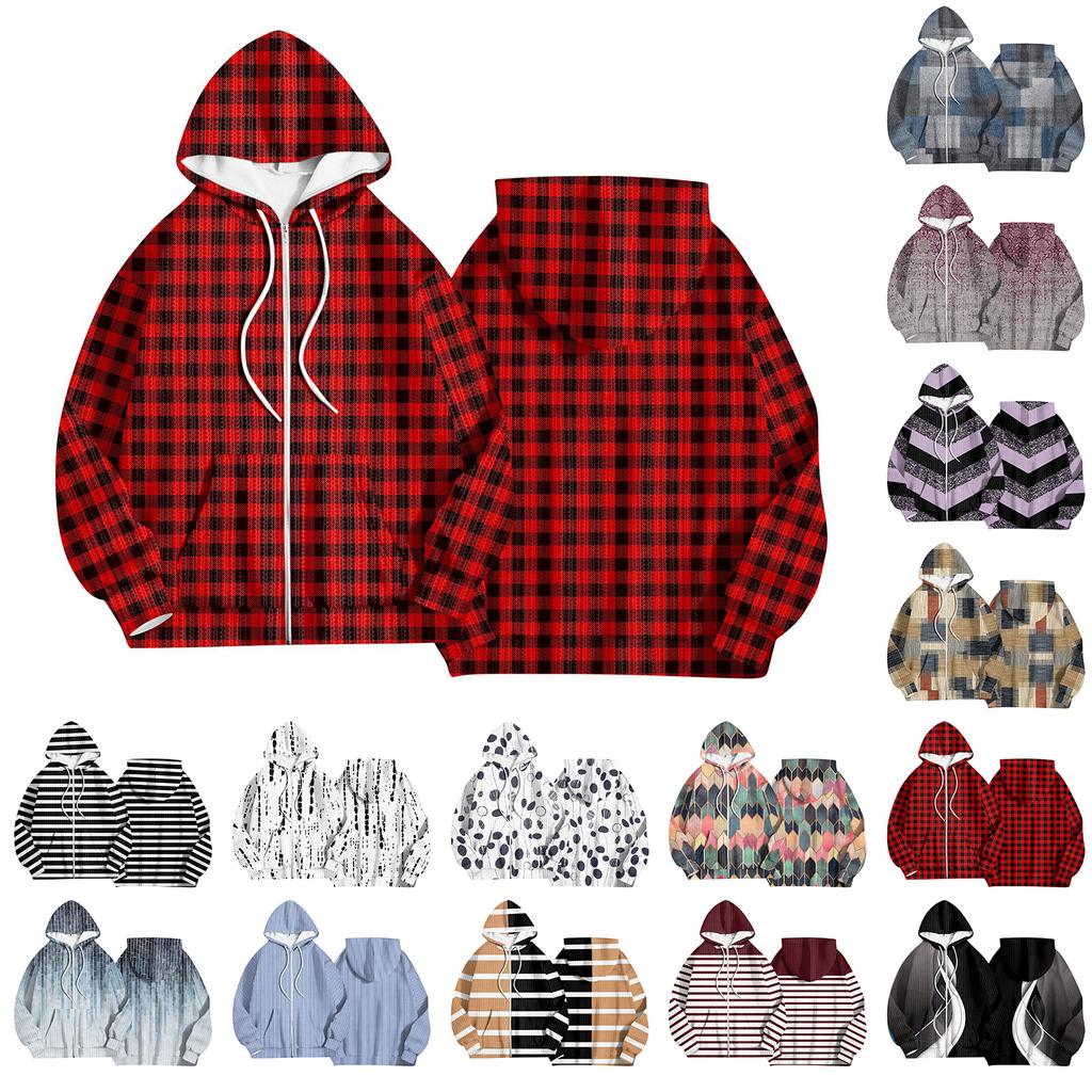 Women's Fashion Jacket Casual Printed Long-sleeved Hooded Cardigan Sweatshirts