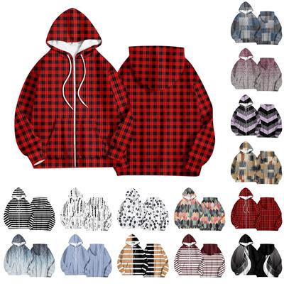 Women's Fashion Jacket Casual Printed Long-sleeved Hooded Cardigan Sweatshirts