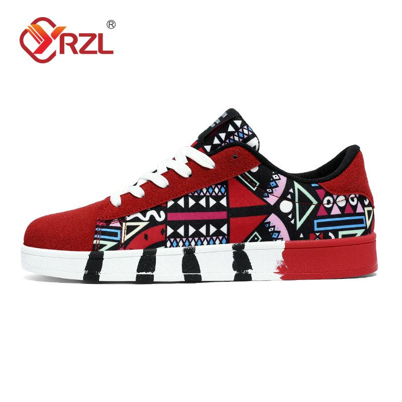 

Men s Sports Running Shoes Canvas Geometric Style Lace-Up Sneakers Couples Fashionable Graffiti Print Skate Shoes Men 46 червоний