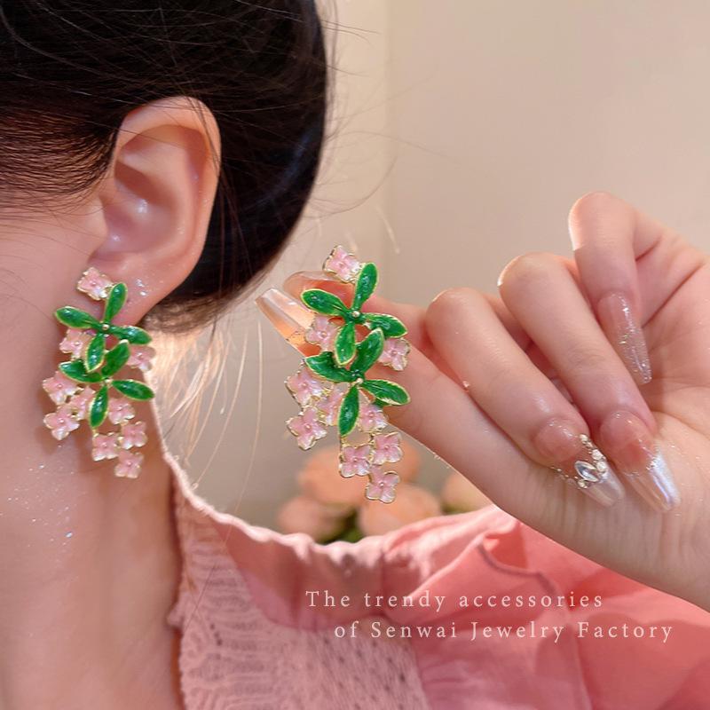 Vacation Style Dopamine Flower Earrings Women's Summer Sweet Temperament Versatile High-end Stud Earrings 925 Silver Needle Earrings