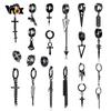 Vnox Orecchini a Clip Punk per Uomo Donna, Accessorio per Orecchio in Acciaio Inossidabile Nero, Cerchio Hoop Gotico Rock Hiphop 1 Pezzo
