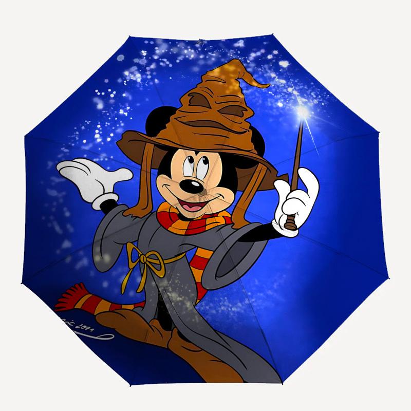Sorcerer Mickey, Magical Moment Themed Automatic Opening and Closing Umbrella, Brightly Colored 8-rib Portable Umbrella, Suitable for Men an