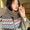 Wool Jacquard Knitted Scarf Plush Fair Isle Style Shawl Winter Cashmere Scarves  Autumn Winter