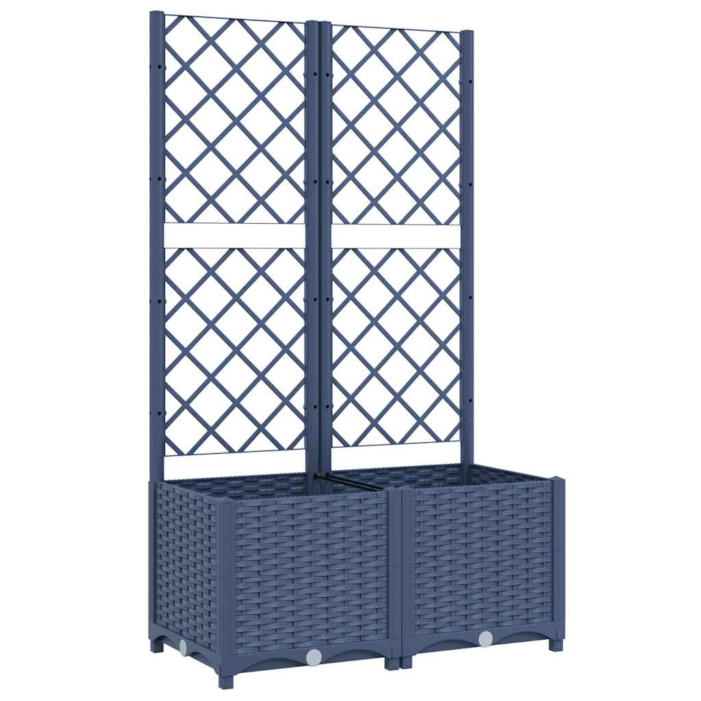 Garden Planter with Trellis Blue Grey 80 X 40 X 136 Cm PP